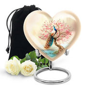 Elegant Peacock Floral Urn - Cherry Blossom Cremation Urn For Loved Ones