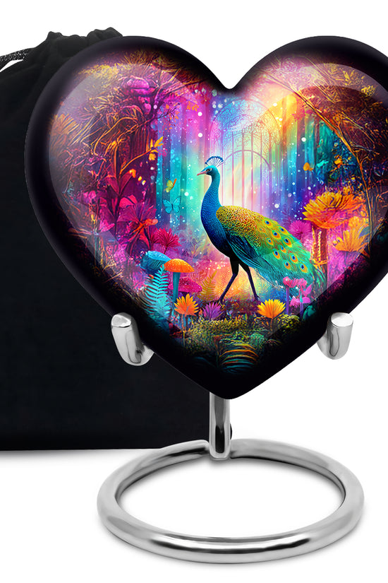 Colorful Peacock Funeral Urn - Forest Cremation Urn For Human Ashes