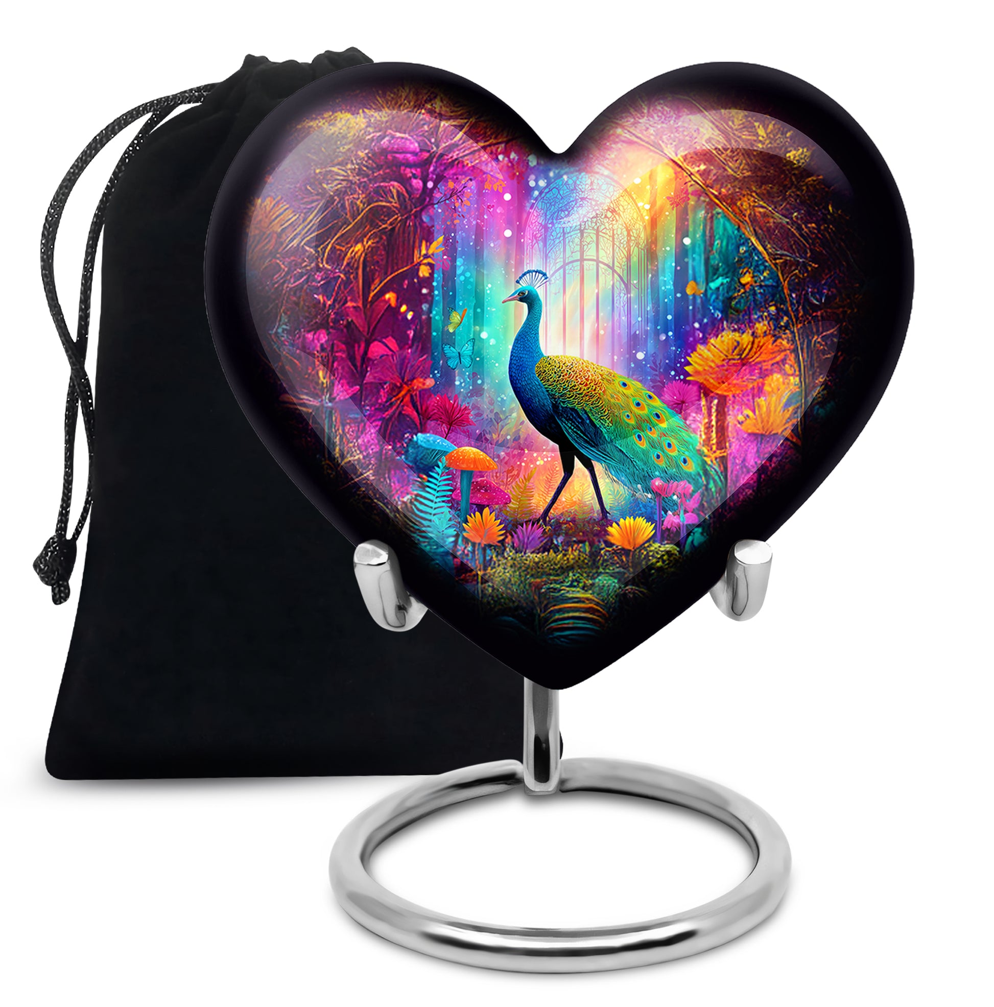 Colorful Peacock Funeral Urn - Forest Cremation Urn For Human Ashes