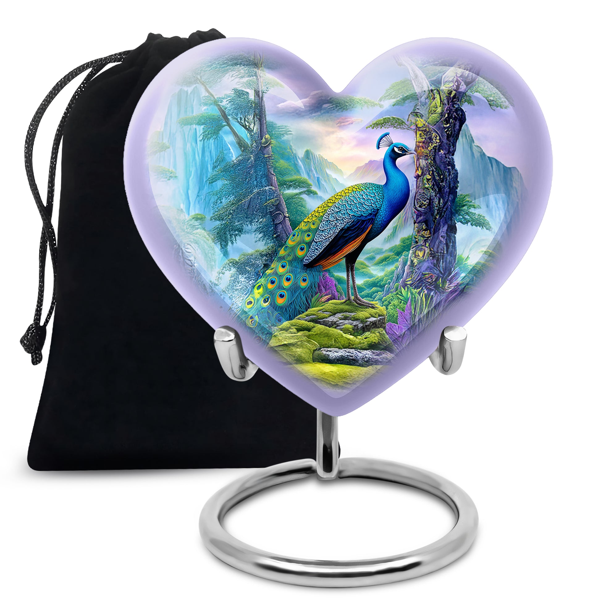 Peacock Mountain Memorial Urn - Scenic Nature Cremation Urn For Ashes