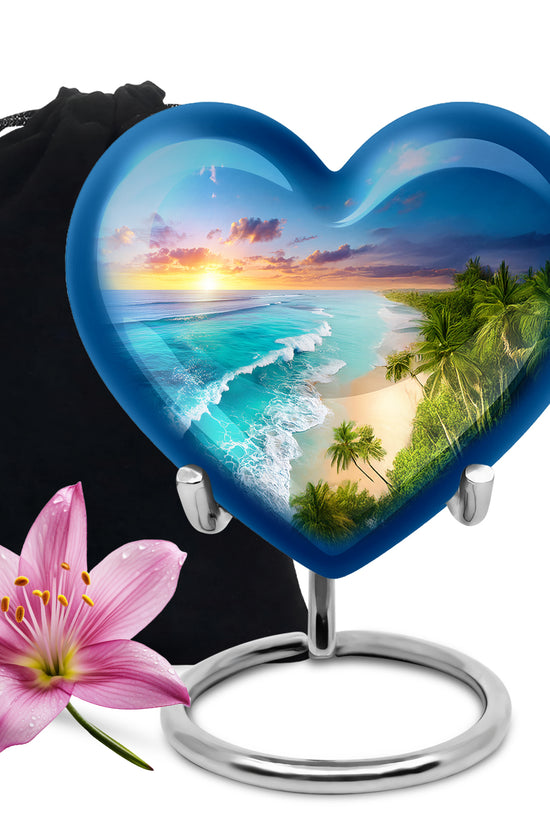 Blue Ocean Waves Funeral Urn For Ashes - Urn For Men & Women