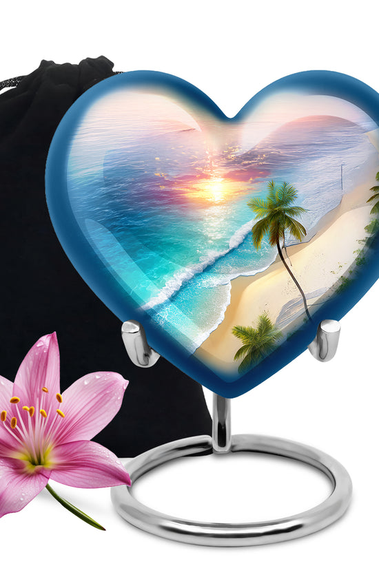 Palm Trees Cremation Urn For Adult Female - Sunset Funeral Urn For Women