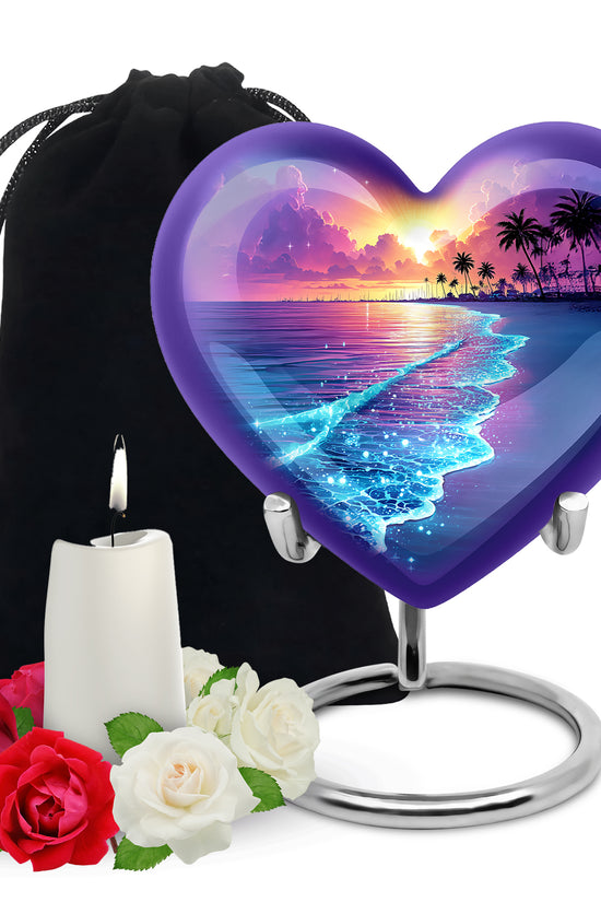 Purple Night Memorial Urn For Ashes - Beach Themed Urn For Funeral