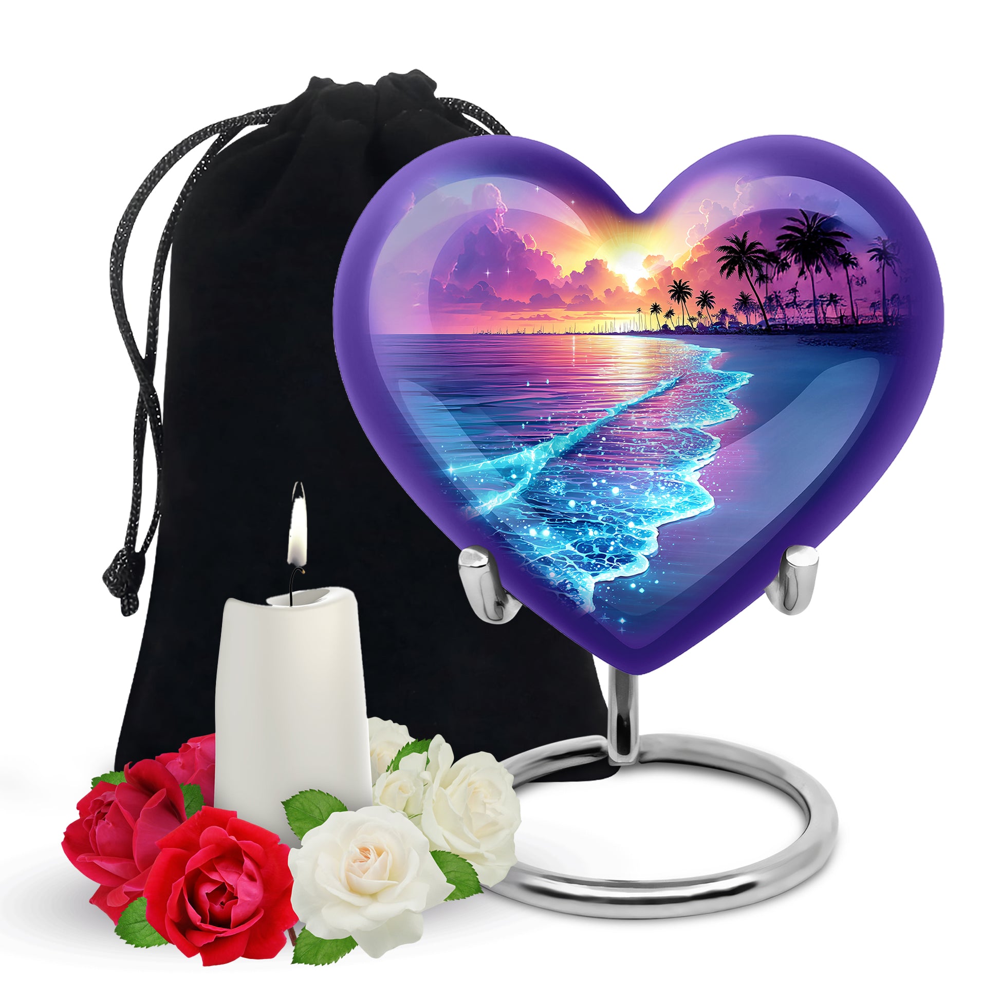 Purple Night Memorial Urn For Ashes - Beach Themed Urn For Funeral