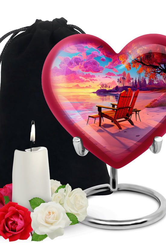 Beach Resting Place Urn For Men - Pink Memorial Ashes Urn For Funeral