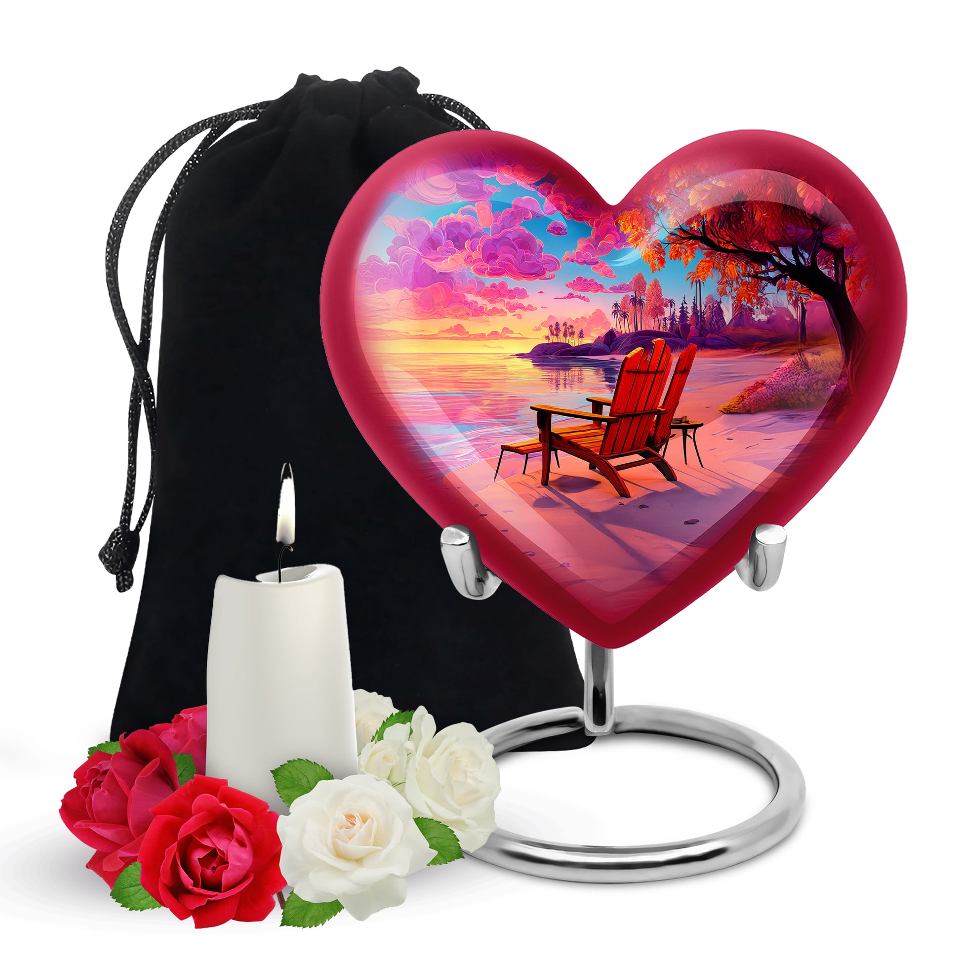 Beach Resting Place Urn For Men - Pink Memorial Ashes Urn For Funeral