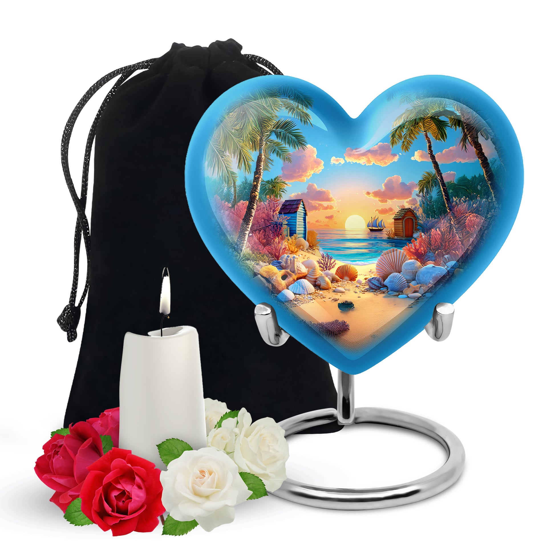 Animated Beach Funeral Urn For Ashes - Seashell Memorial Urn For Ashes