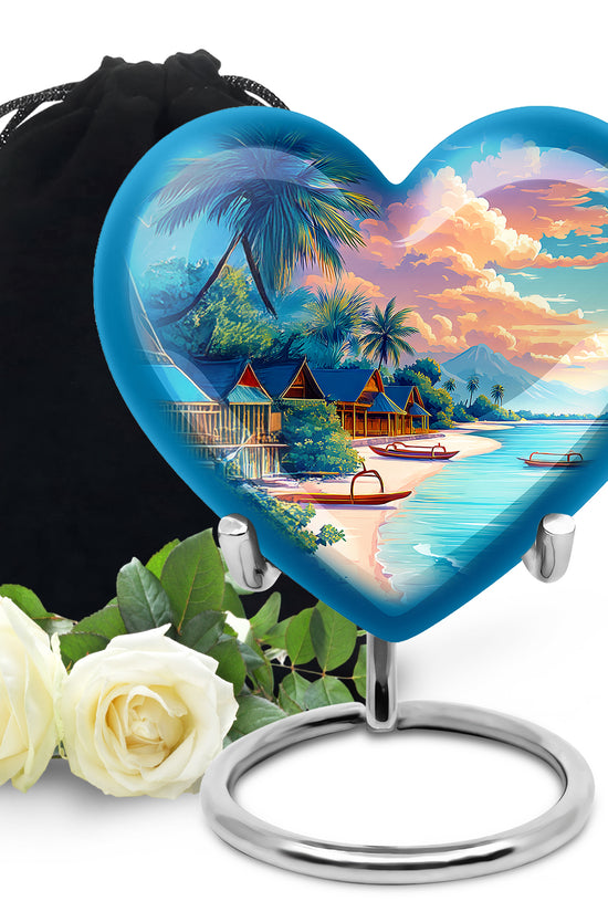 Tropical Beach Cremation Urn - Artistic Funeral Urn For Adult Ashes