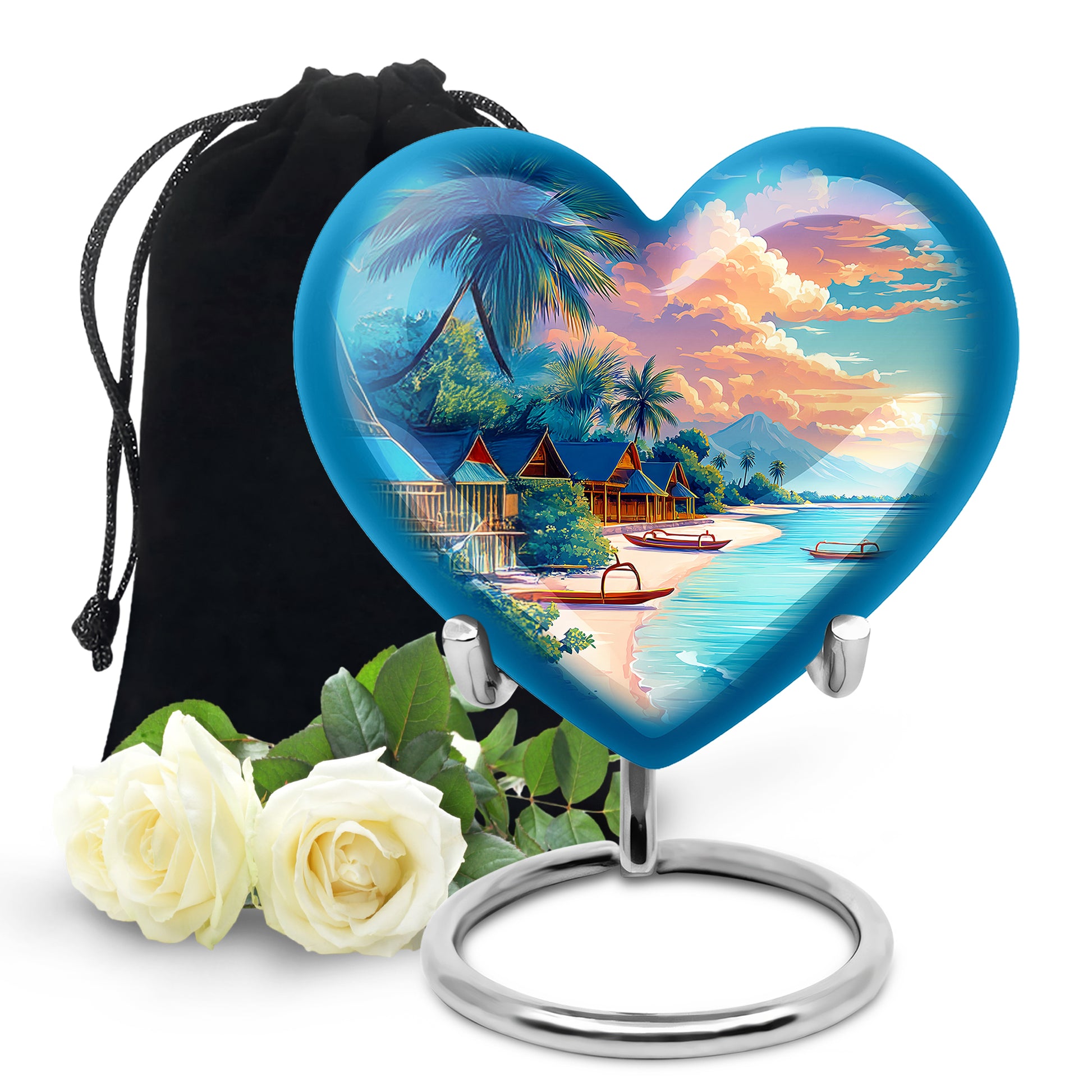 Tropical Beach Cremation Urn - Artistic Funeral Urn For Adult Ashes