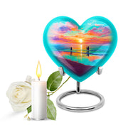 Radiant Beach Memorial Cremation Urns - Teal 10-inch, 200 cu in - Yatskia
