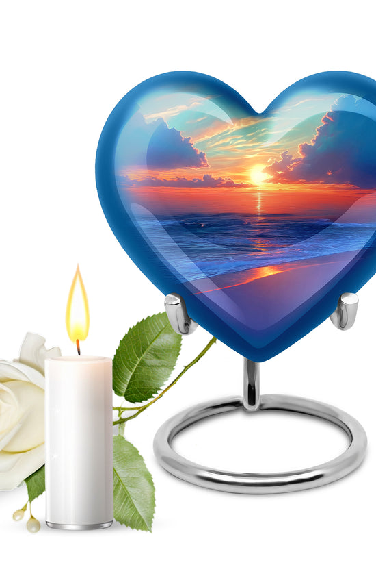 Distinguished Teal Beach Cremation Urn for Ashes - 10-inch, 200 cu in - Yatskia
