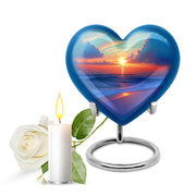 Distinguished Teal Beach Cremation Urn for Ashes - 10-inch, 200 cu in - Yatskia