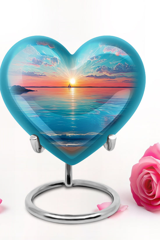 Regal Beach Memorial Cremation Urns - Teal 10-inch, 200 cu in - Yatskia