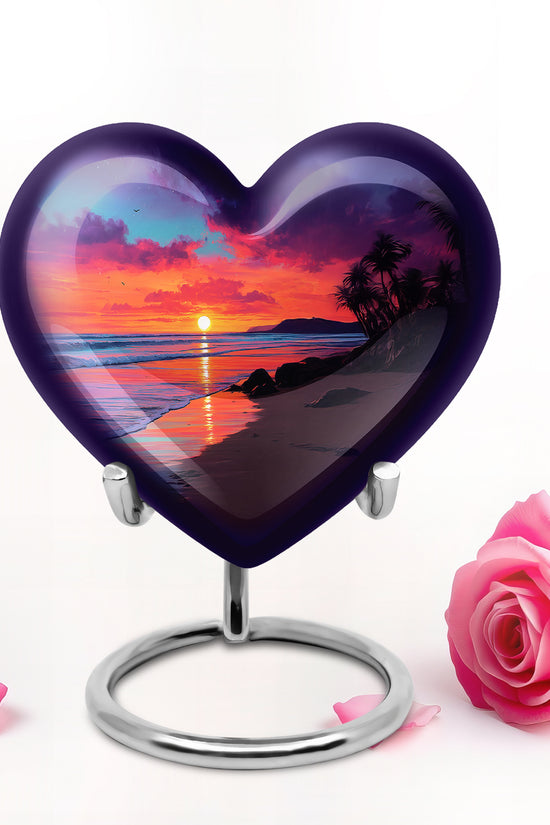 Luminous Blue Beach Memorial Urn for Human Ashes - 10-inch, 200 cu in - Yatskia