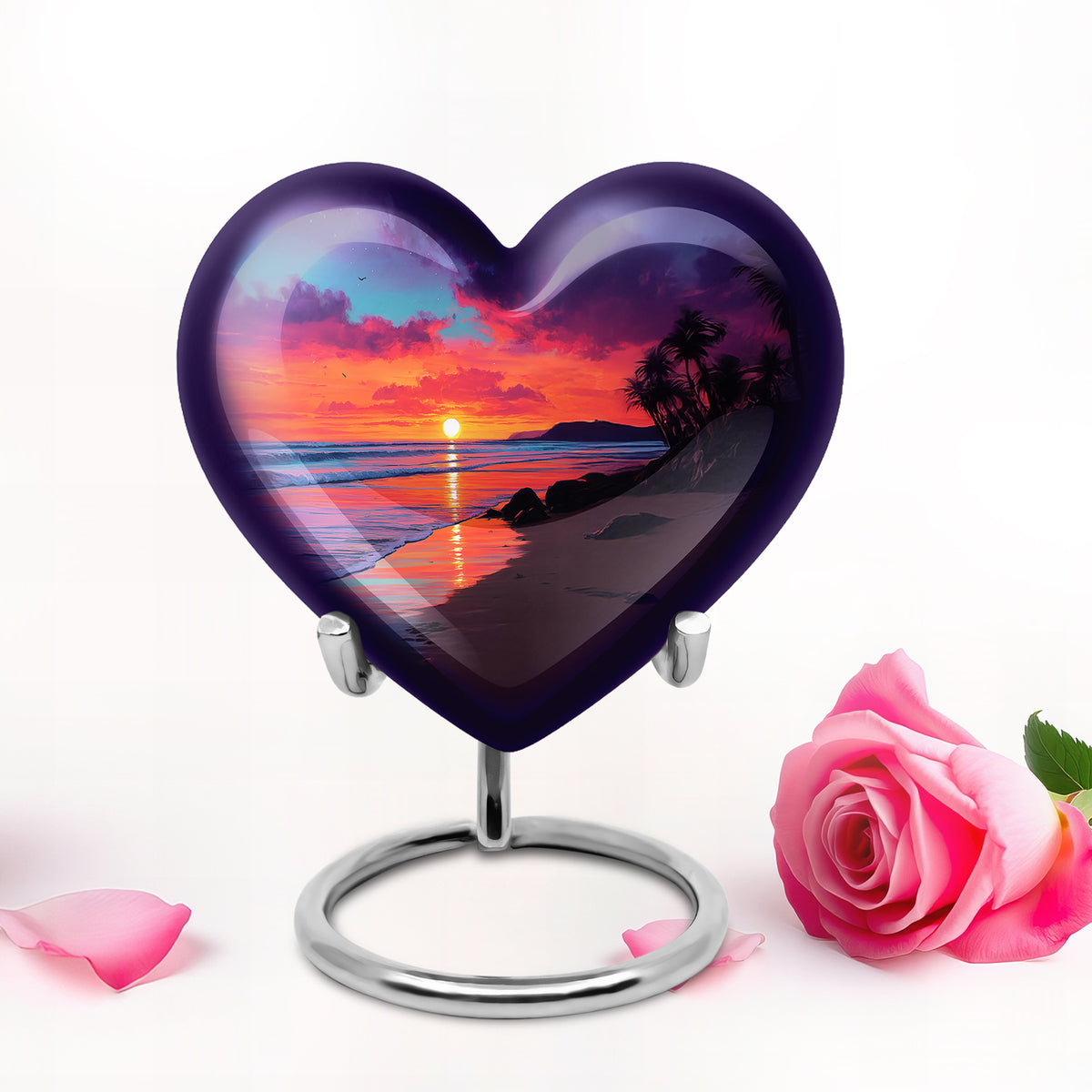 Luminous Blue Beach Memorial Urn for Human Ashes - 10-inch, 200 cu in - Yatskia