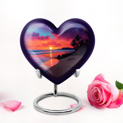 Luminous Blue Beach Memorial Urn for Human Ashes - 10-inch, 200 cu in - Yatskia