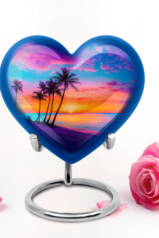 Personalized Magnificent Beach Cremation Urns - Blue 10-inch, 200 cu in - Yatskia
