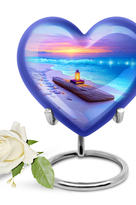 Radiant Beach Memorial Cremation Urns - Blue 10-inch, 200 cu in - Yatskia