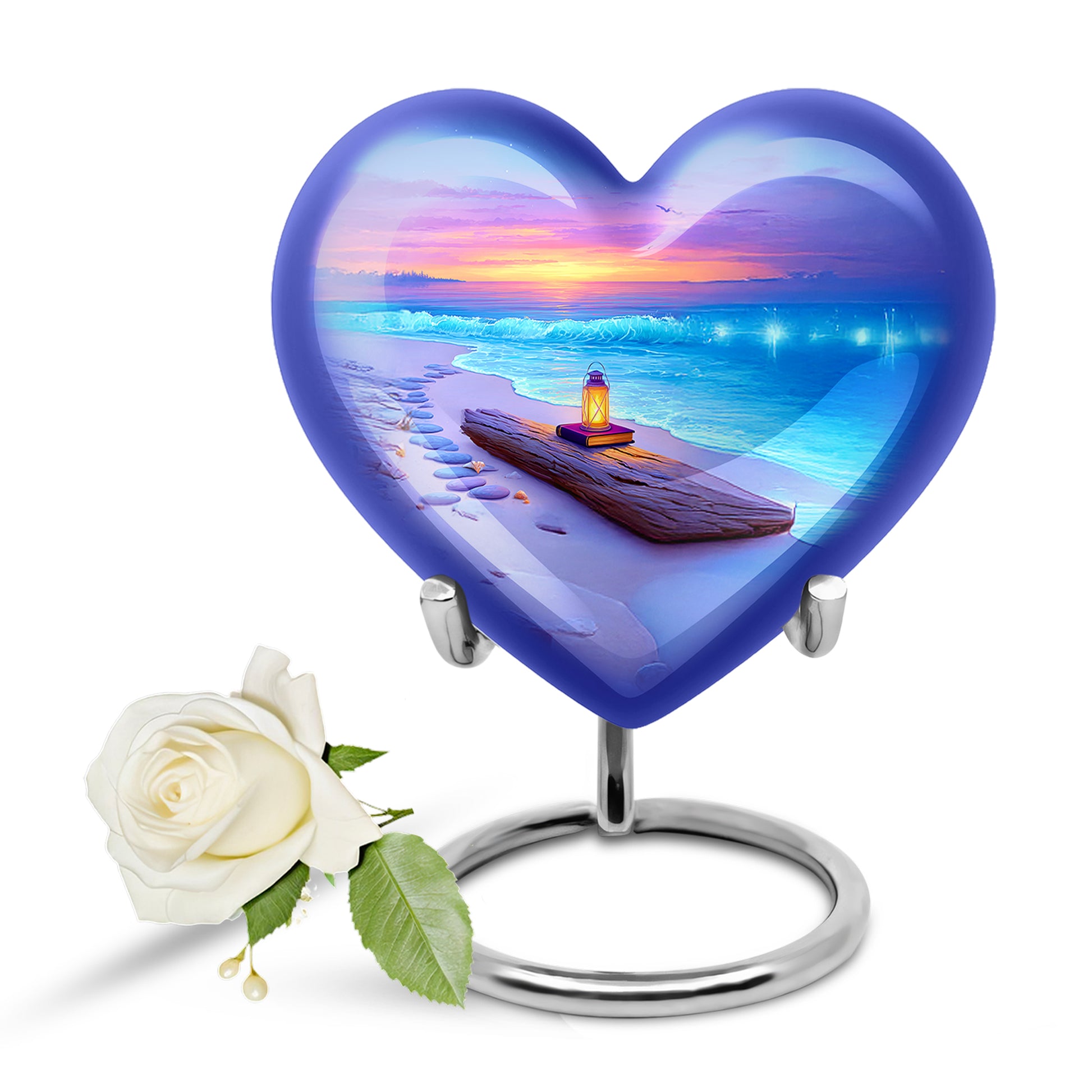 Radiant Beach Memorial Cremation Urns - Blue 10-inch, 200 cu in - Yatskia
