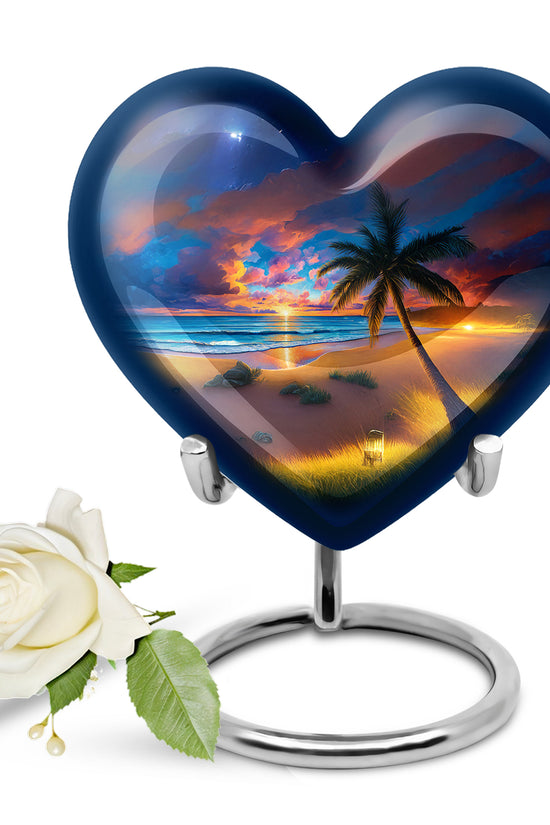 Resplendent Blue Beach Cremation Urn for Ashes - 10-inch, 200 cu in - Yatskia