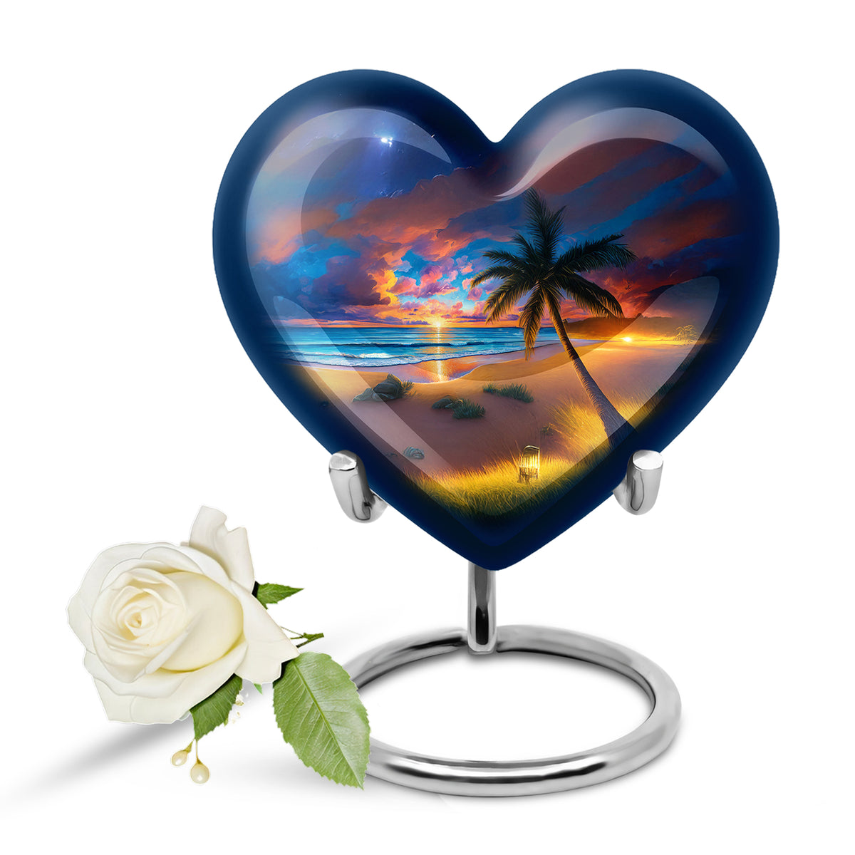 Resplendent Blue Beach Cremation Urn for Ashes - 10-inch, 200 cu in - Yatskia
