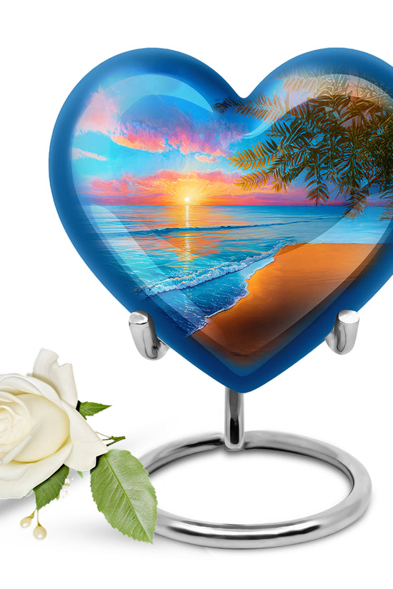 Personalized Beach Cremation Urns - Soothing Blue 10-inch, 200 cu in - Yatskia
