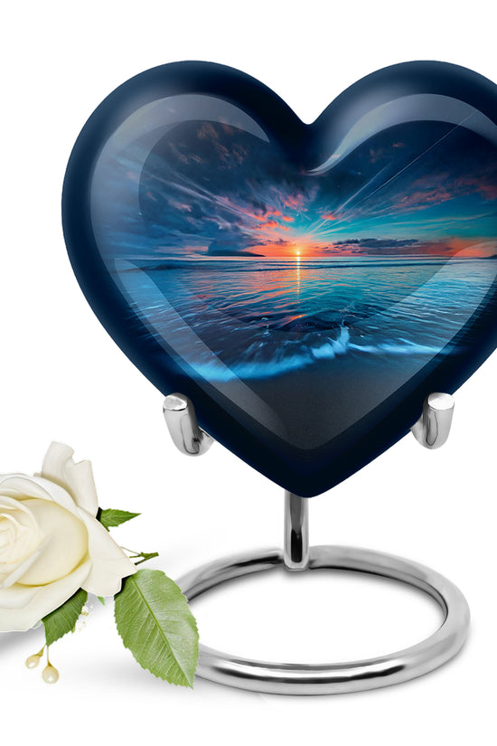 Blue Exquisite Beach Memorial Urn for Ashes - 10-inch, 200 cu in - Yatskia