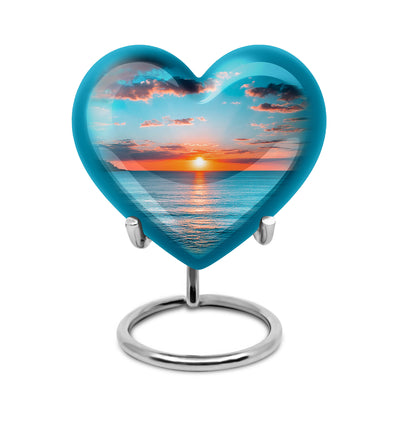 Personalized Teal Sovereign Beach Cremation Urns for Human Ashes - 10-inch, 200 cu in - Yatskia