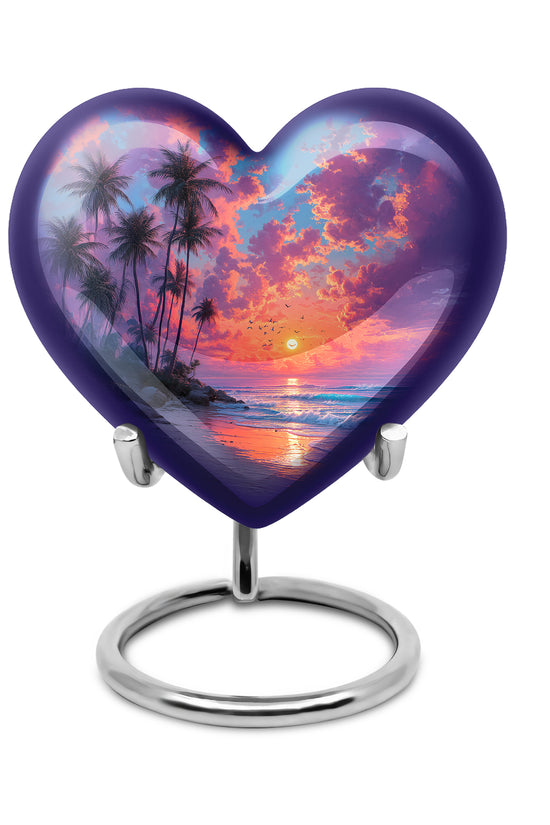 Luminous Blue Beach Blessing Urn for Human Ashes - 10-inch, 200 cu in - Yatskia