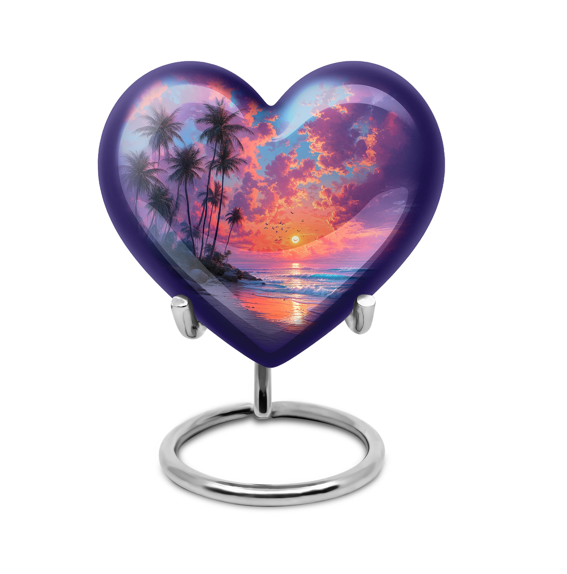 Luminous Blue Beach Blessing Urn for Human Ashes - 10-inch, 200 cu in - Yatskia