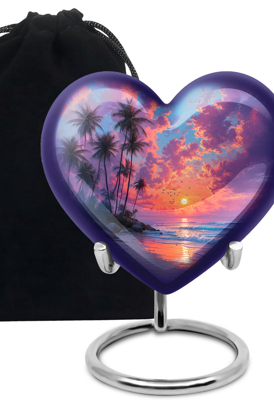 Peaceful Beach Memorial Urn -Tropical Funeral Urn For Adult Ashes