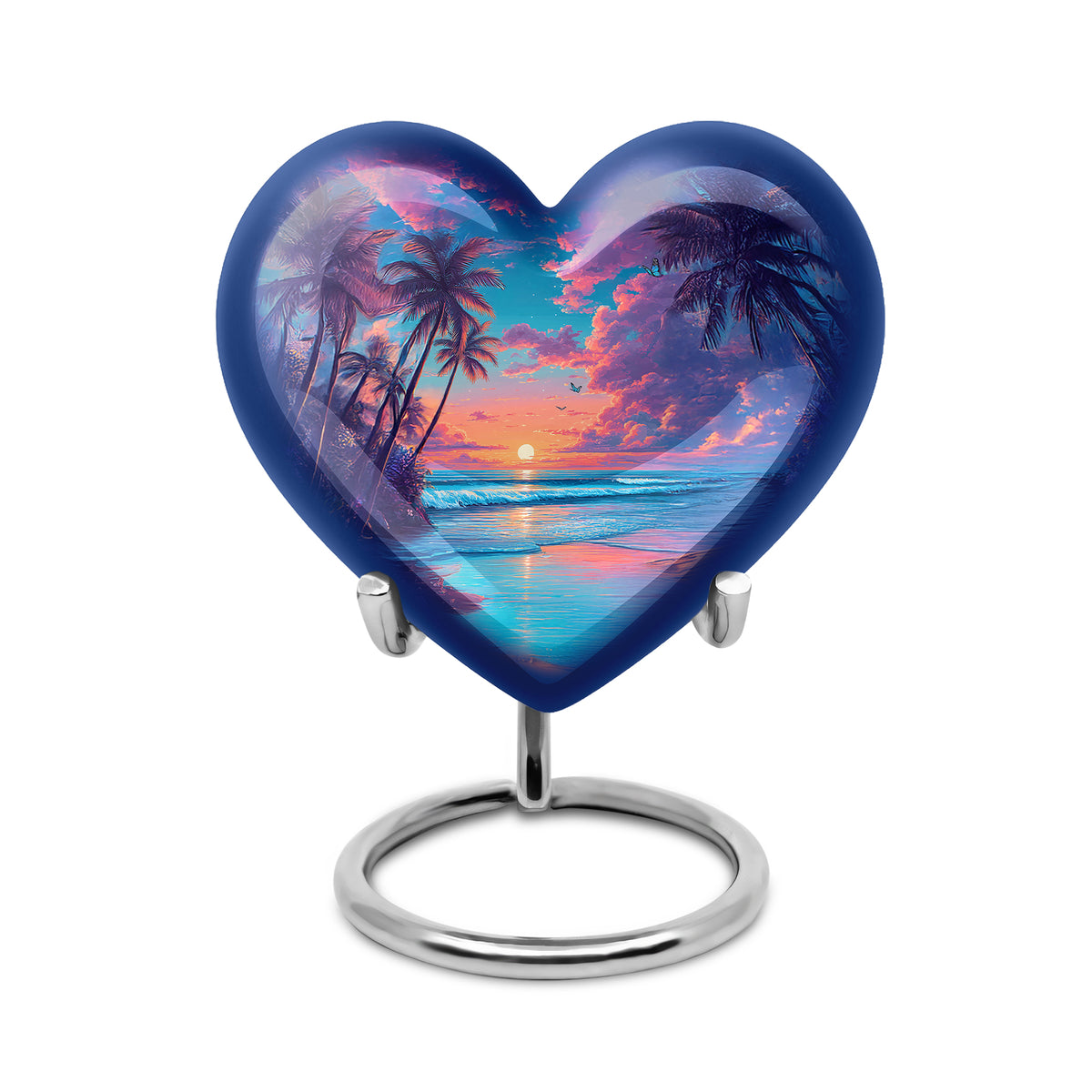Luminous Blue Beach Haven Urn for Human Ashes - 10-inch, 200 cu in - Yatskia