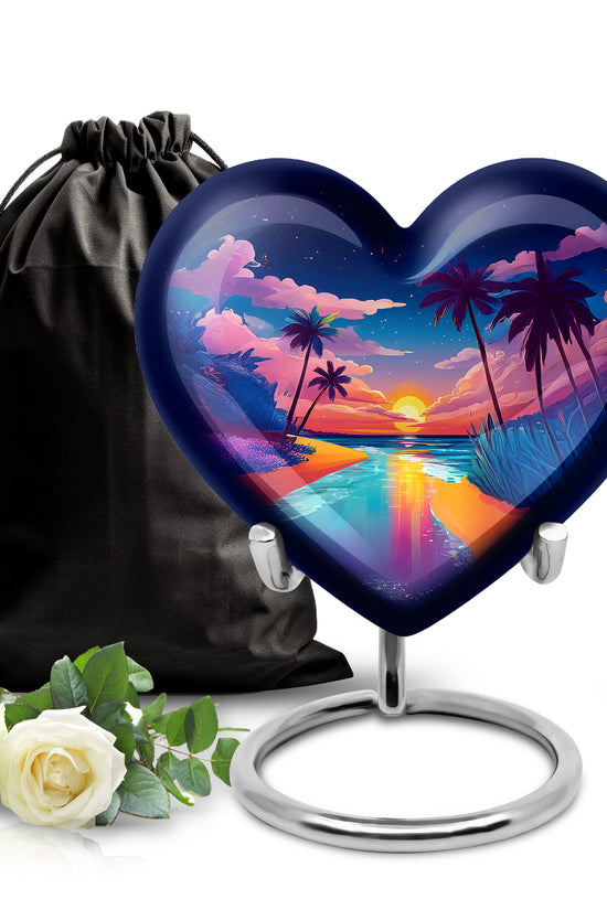 Artistic Beach Theme Memorial Urn - Large Cremation Urn For Loved Ones