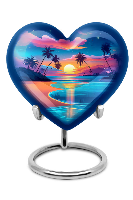 Blue Comforting Beach Memorial Urn for Ashes - 10-inch, 200 cu in - Yatskia