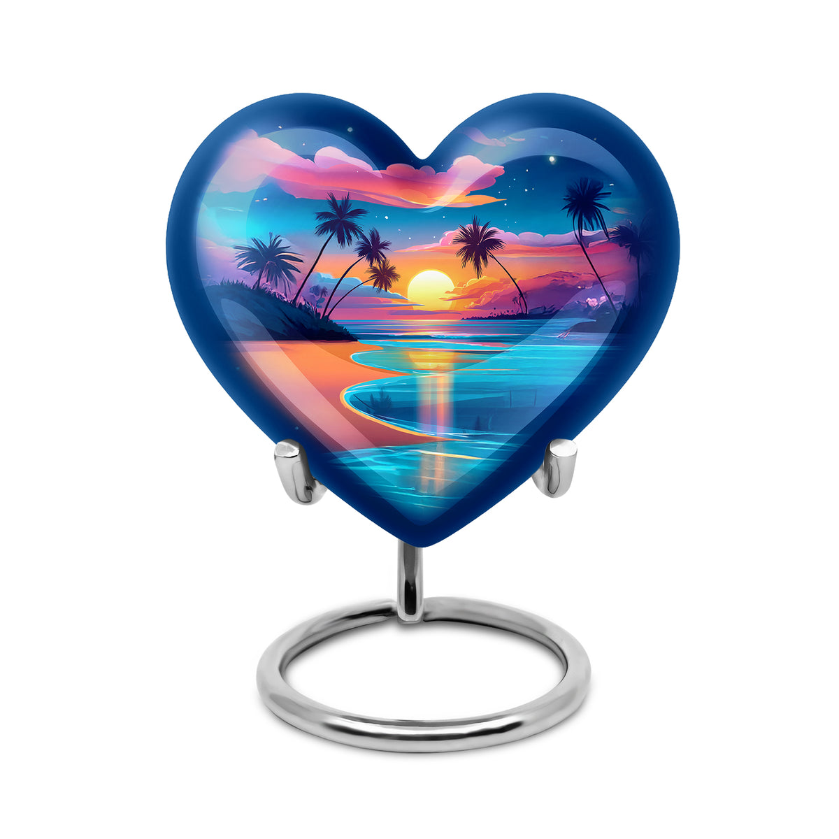 Blue Comforting Beach Memorial Urn for Ashes - 10-inch, 200 cu in - Yatskia