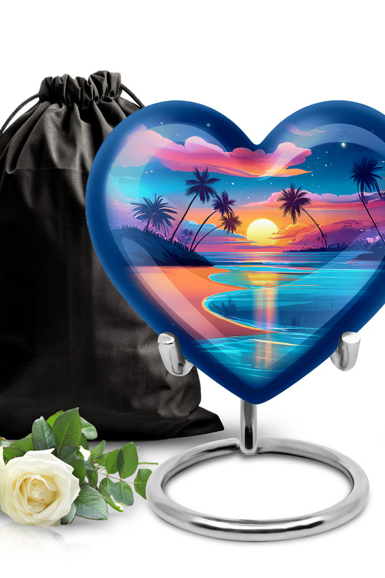 Beach Theme Funeral Urn - Aluminium Memorial Urn For Male & Female