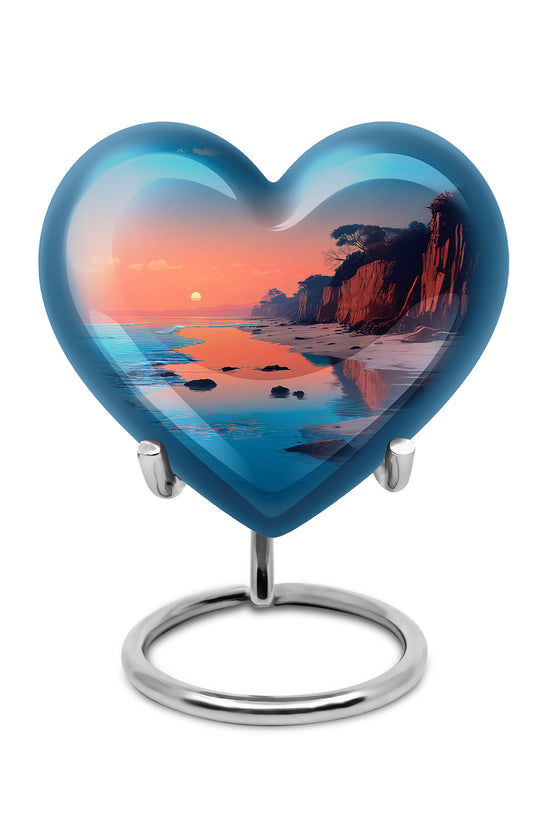 Divine Teal Beach Cremation Urn for Ashes - 10-inch, 200 cu in - Yatskia
