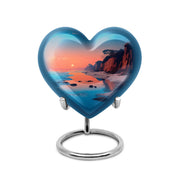Divine Teal Beach Cremation Urn for Ashes - 10-inch, 200 cu in - Yatskia