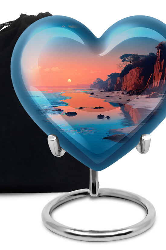 Scenic Beach Memorial Urn - Peaceful Beach Funeral Urn For Burial