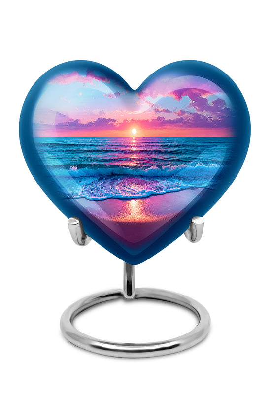 Personalized Elegant Beach Cremation Urns - Blue 10-inch, 200 cu in - Yatskia