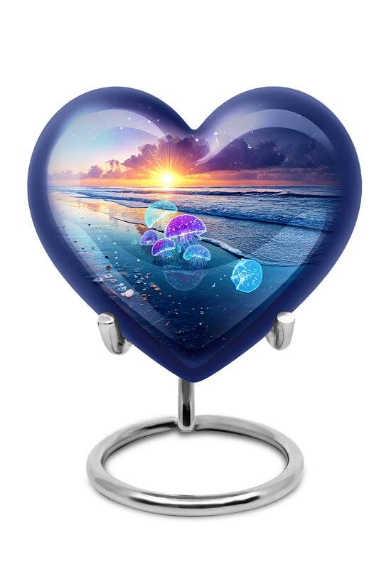 Illustrious Beach Memorial Cremation Urns - Blue 10-inch, 200 cu in - Yatskia