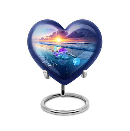 Illustrious Beach Memorial Cremation Urns - Blue 10-inch, 200 cu in - Yatskia