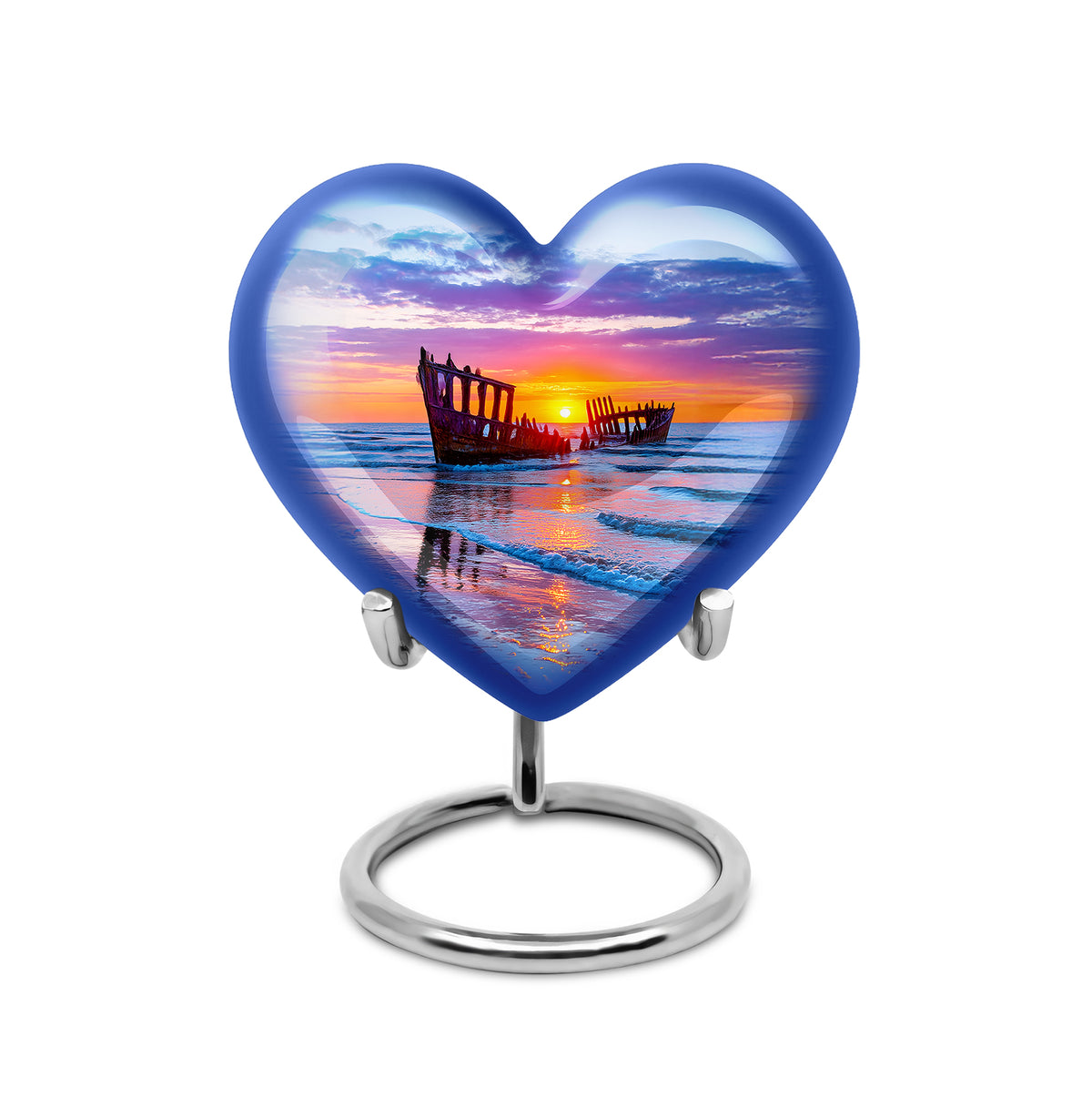 Personalized Elegant Beach Cremation Urns - Blue 10-inch, 200 cu in - Yatskia