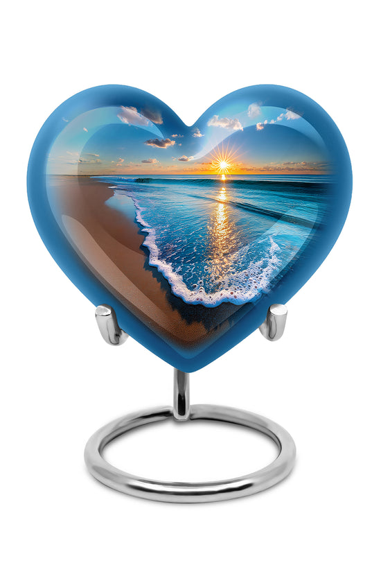 Personalized Elegant Beach Cremation Urns - Blue 10-inch, 200 cu in - Yatskia