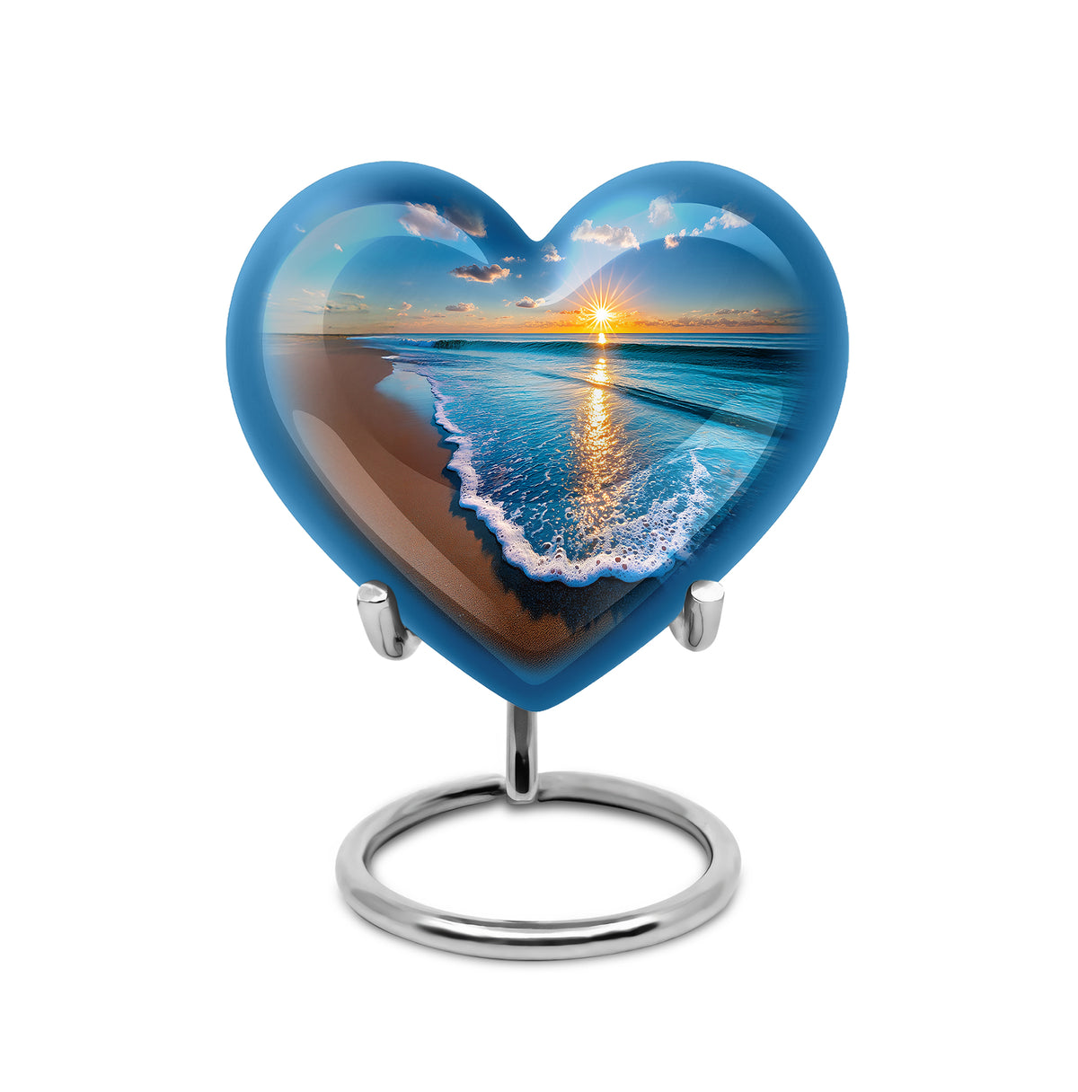 Personalized Elegant Beach Cremation Urns - Blue 10-inch, 200 cu in - Yatskia