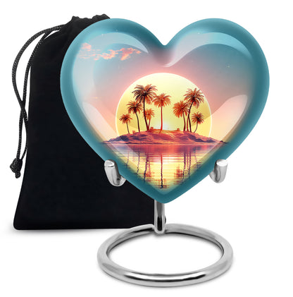 Tropical Island Sunset Funeral Urn - Beach Cremation Urn For Adult Ashes