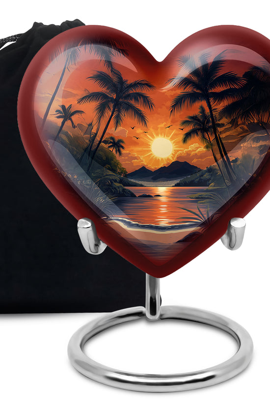 Tropical Memorial Urn - Ocean Sunset Cremation Urn For Adult Ashes