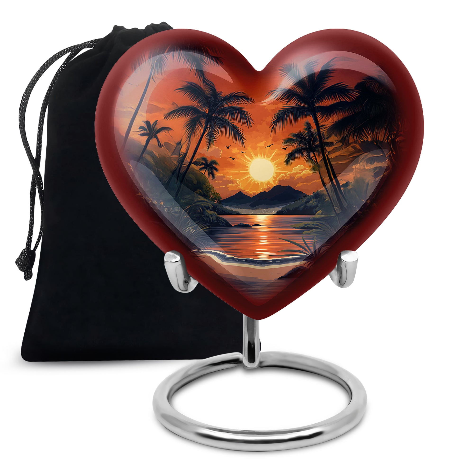 Tropical Memorial Urn - Ocean Sunset Cremation Urn For Adult Ashes