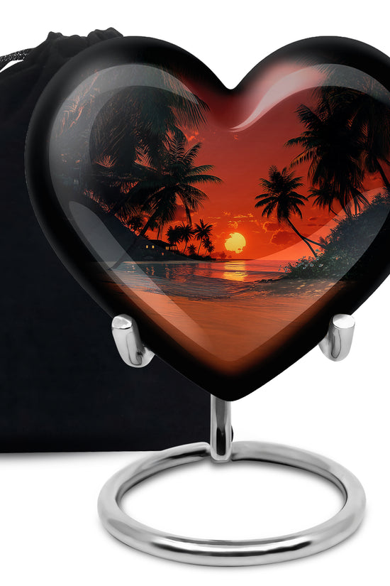 Ocean Sunset Memorial Urn - Island Sunset Design For Male & Female