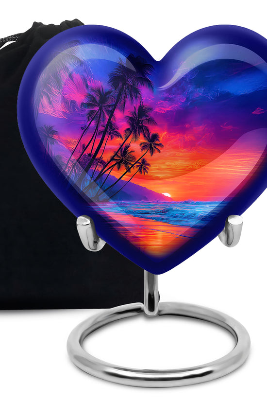 Modern Beach Memorial Urn - Tropical Cremation Urn For Adult Ashes